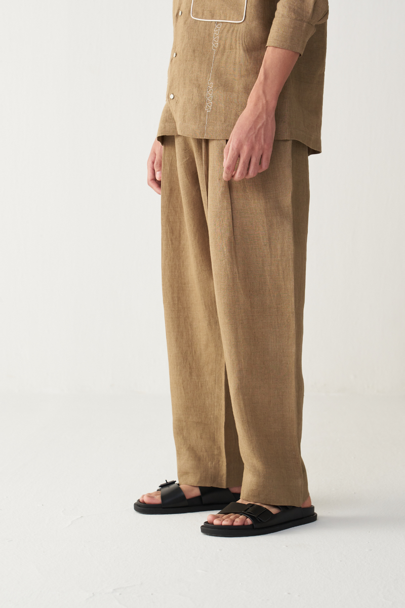 THREE PLEAT BOTTOM linen by THREE Men for men in Singapore