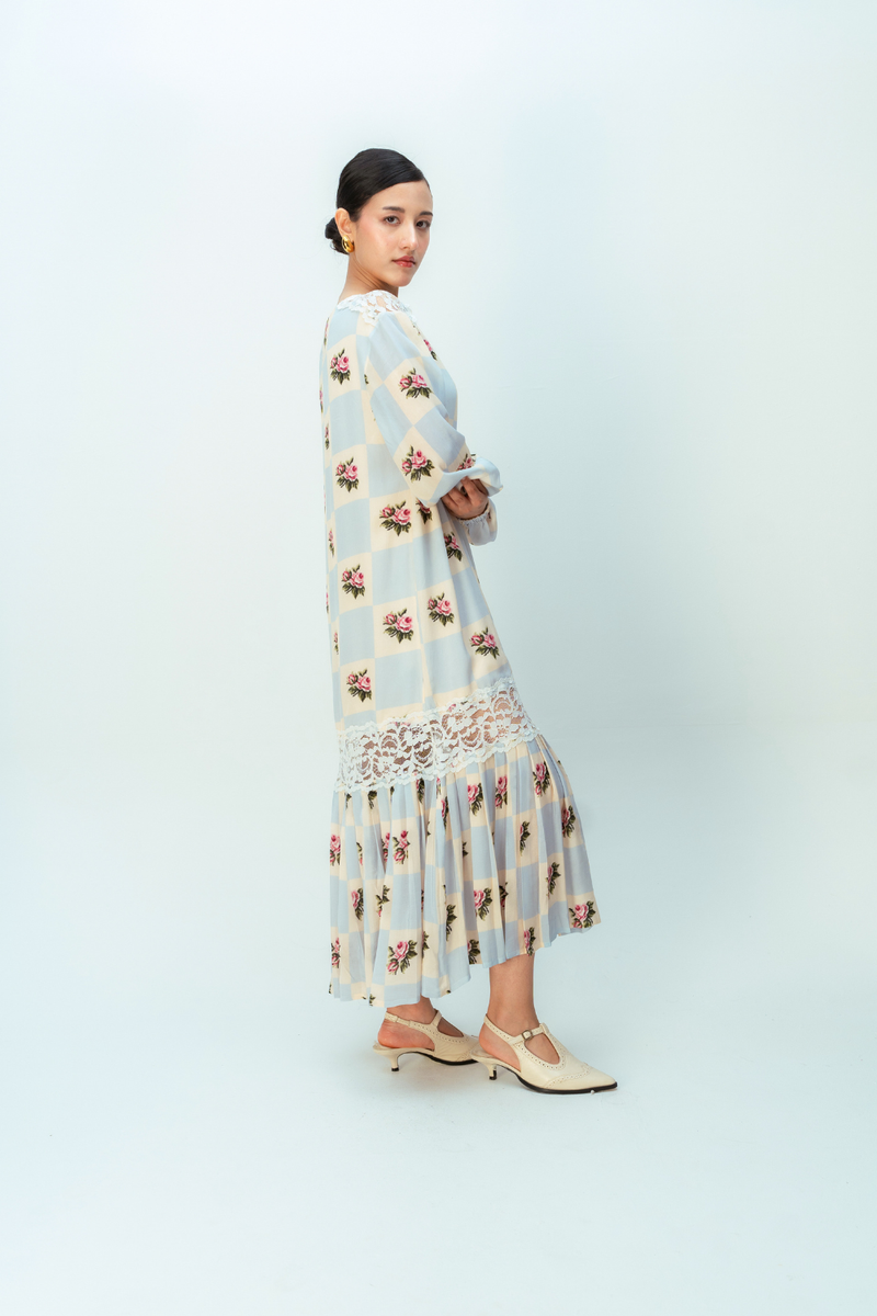 MOONLIT GROVE DRESS crepe dress by Ode to Odd in blue for women in Singapore