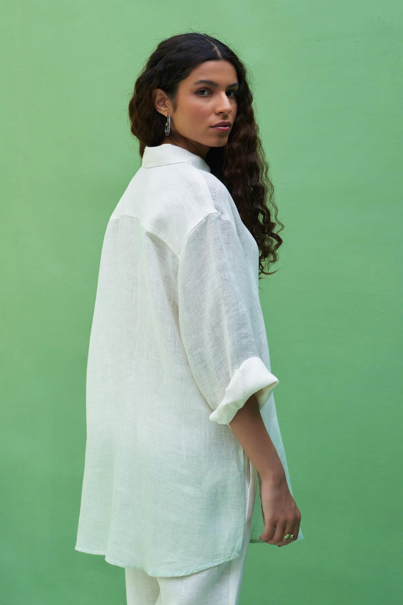 Lessa Sheer Linen Co-ord Set 
- Ivory linen by Manan in ivory color for women in Singapore