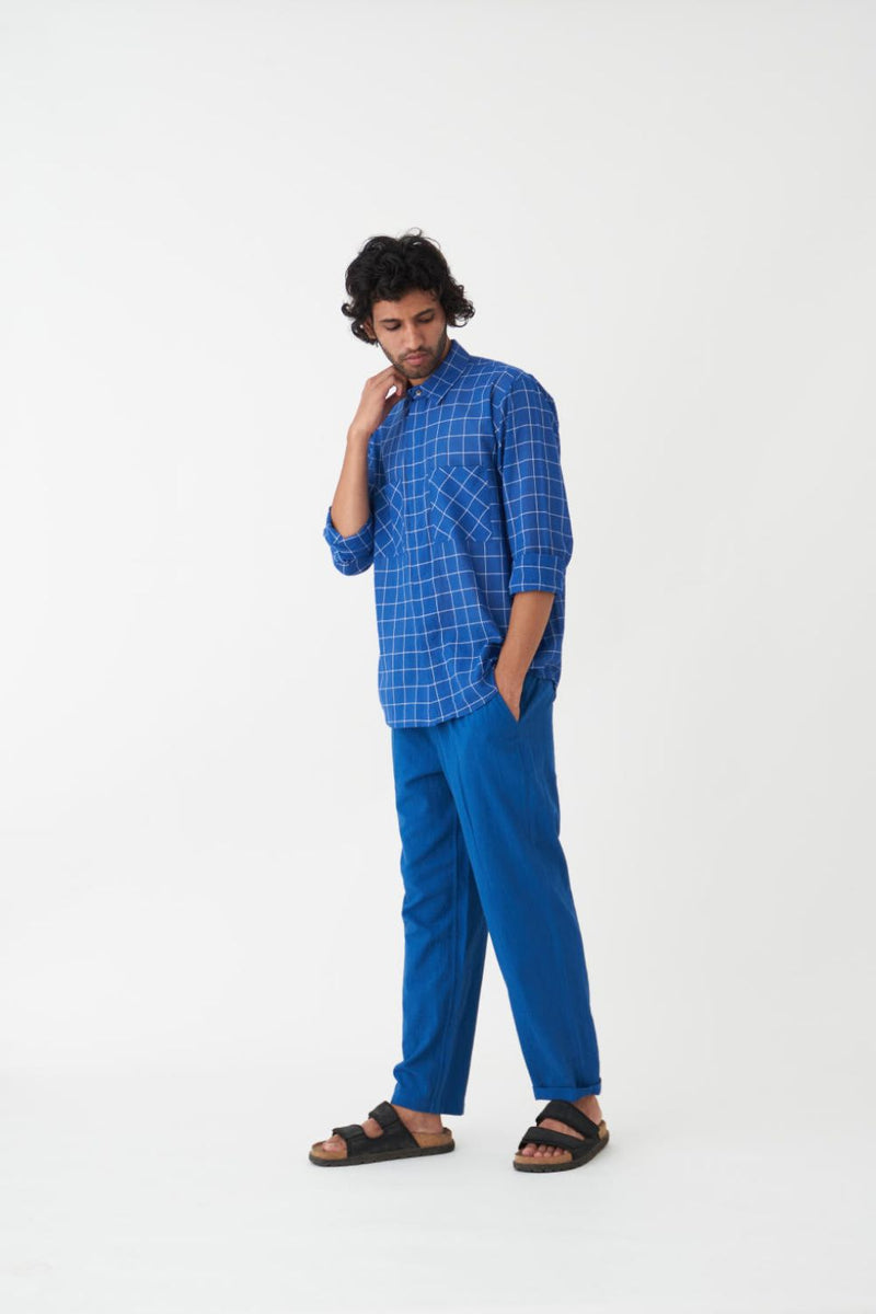 FRONT PLEATE PANT - ELECTRIC BLUE by THREE Men in blue color for men in Singapore