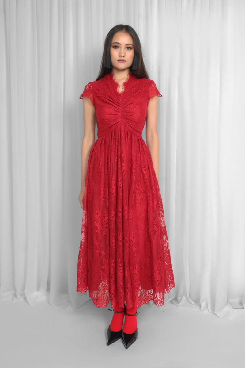 Regina Dress-Red Buy Regina Dress-Red from C&W | Dresses for Women by Leh Studios in red color for women in Singapore