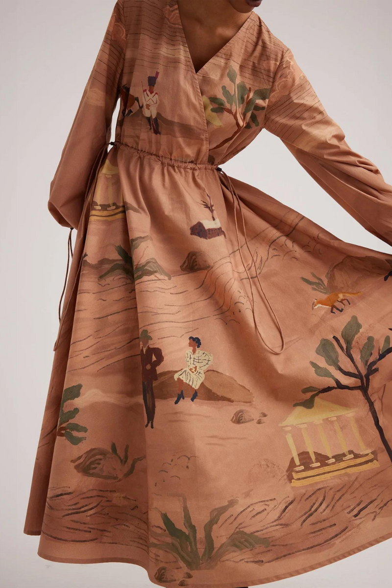 Drawstring Dress-Derby satin by CORD for women in Singapore