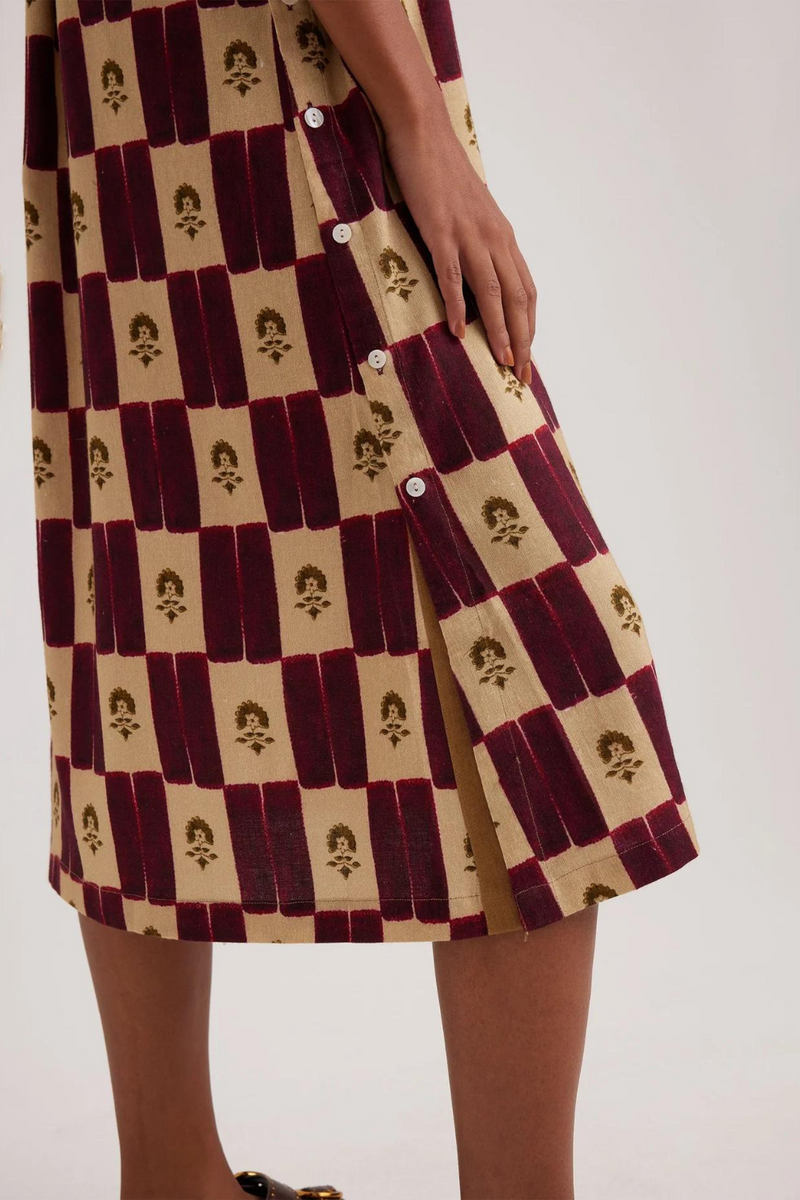 Zen Dress-Stamp Checks rayon by CORD for women in Singapore