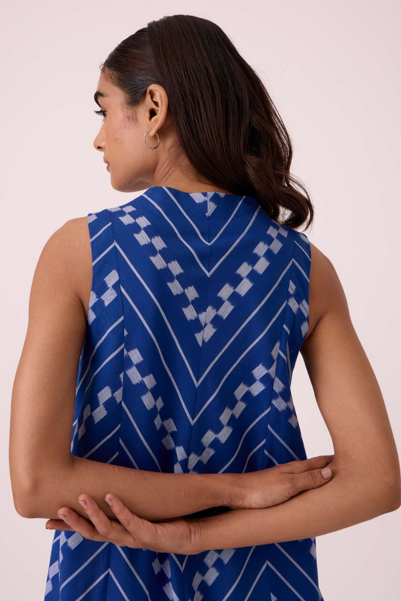 Nikol Blue Striped Ikat Dress cotton by The Summer House for women in Singapore