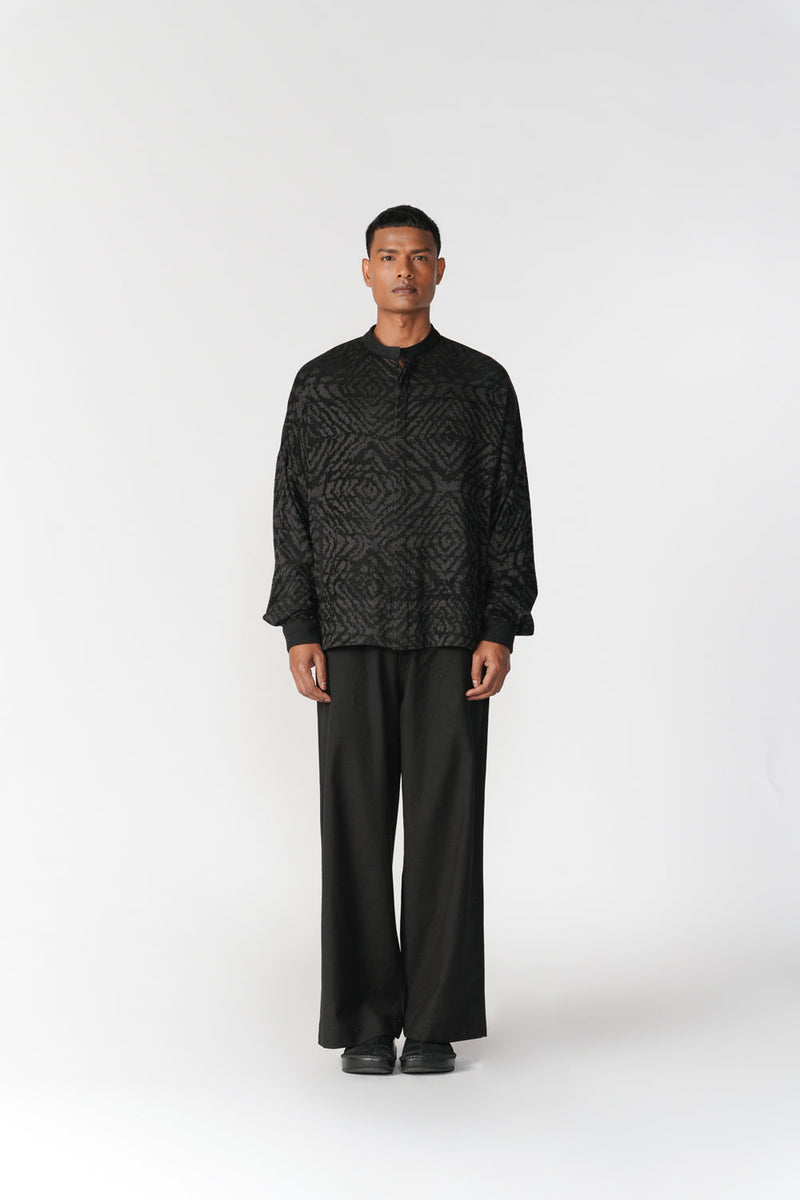 Jacquard Short Jacket jacket/overlay by Turn Black in black for men in Singapore