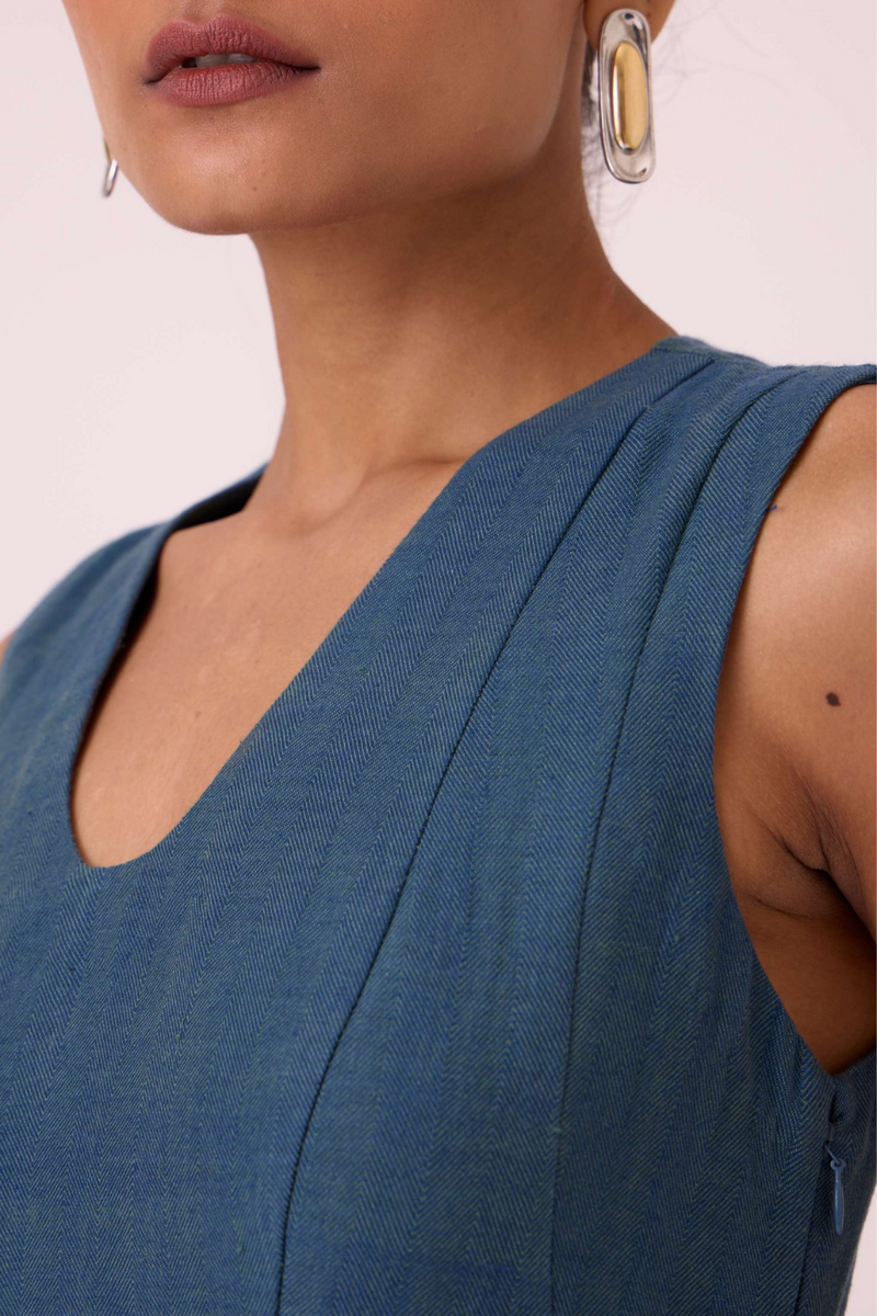 Emy Blue Handwoven Dress cotton by The Summer House in pink color for women in Singapore