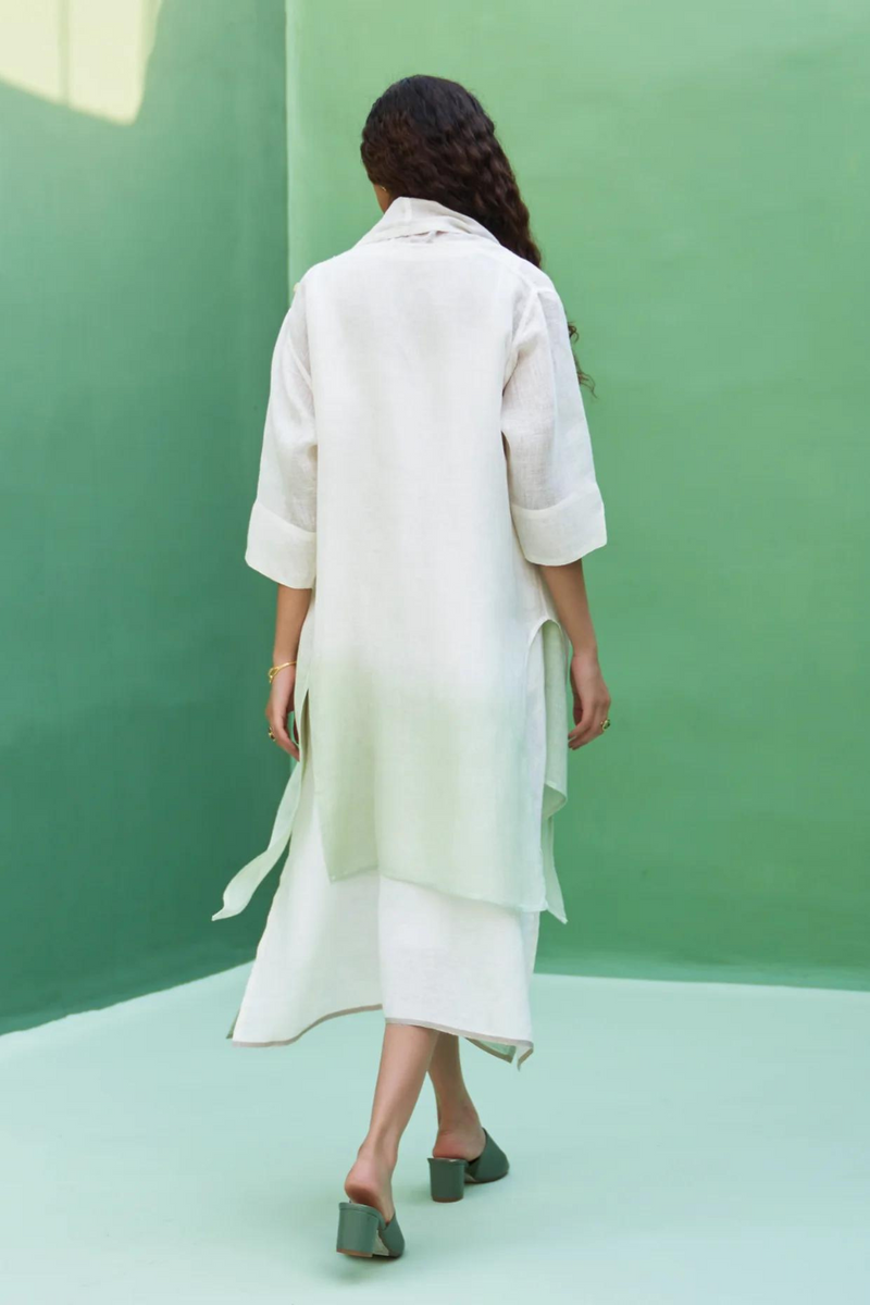 Jin Linen Dress With Overlay
- Ivory linen by Manan in ivory color for women in Singapore