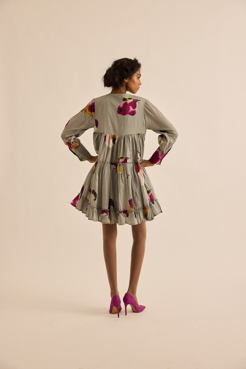 Florentina Dress mul dress by Khara Kapas in ash gray for women in Singapore
