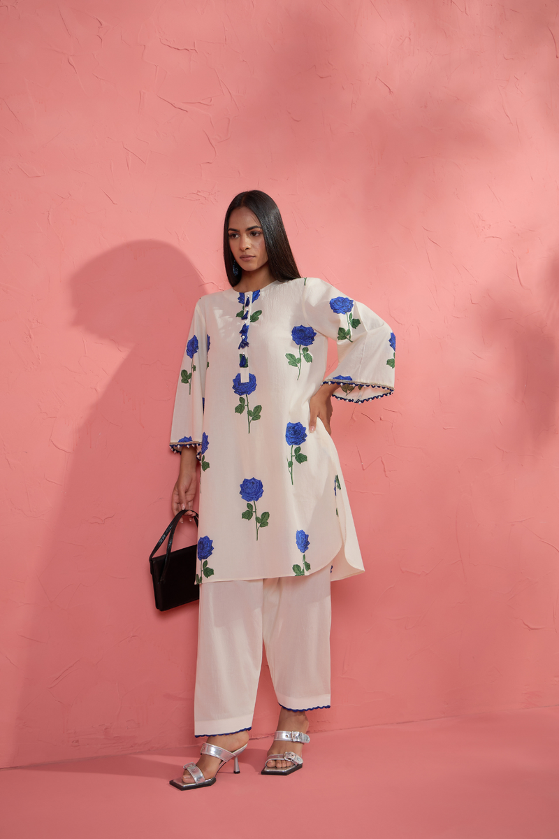 Fi Rose Set 4 cotton cambric light kurta set by AAVIDI in multicolor for women in Singapore