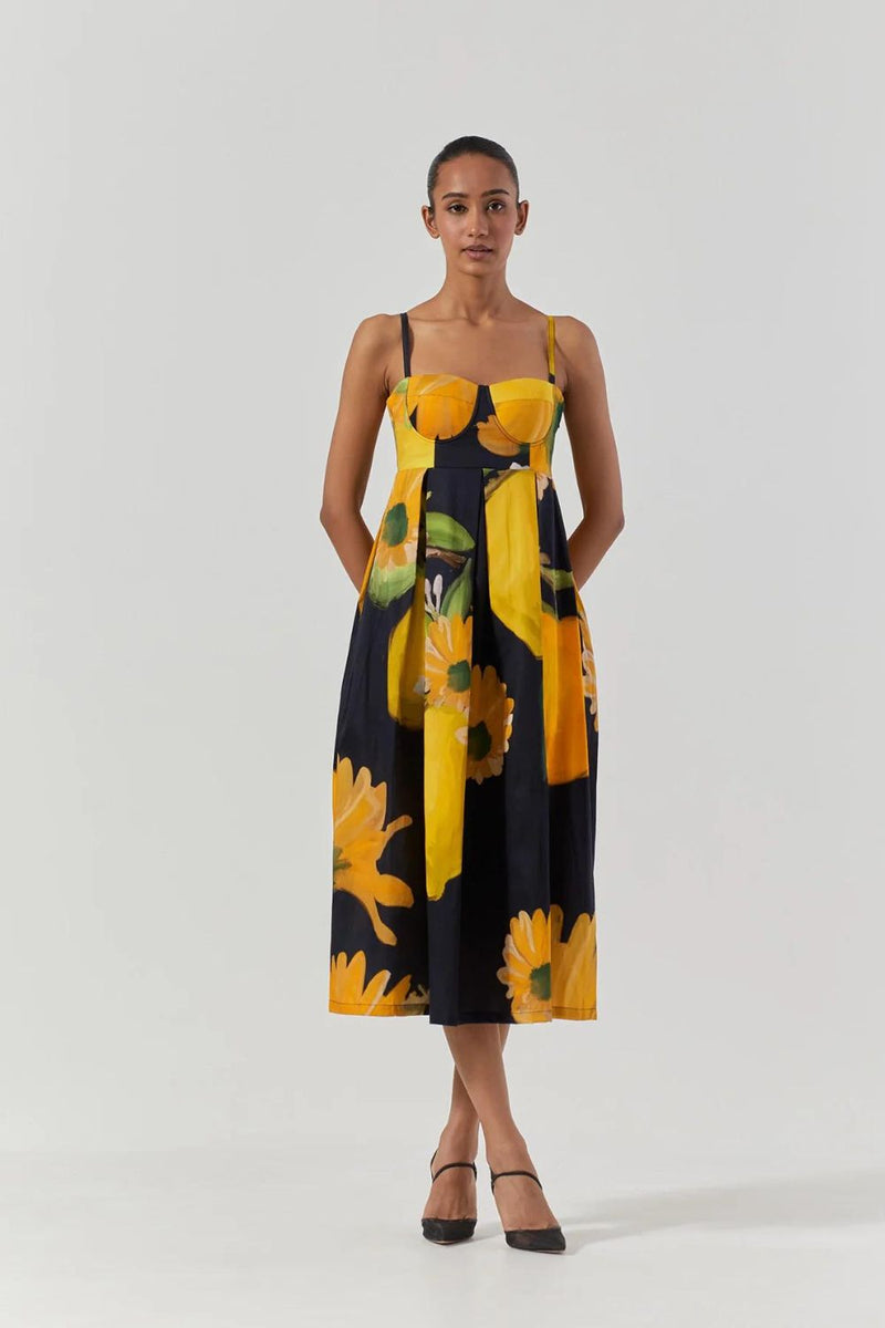 POMELLO BRALETTE DRESS satin by Yam in black color for women in Singapore