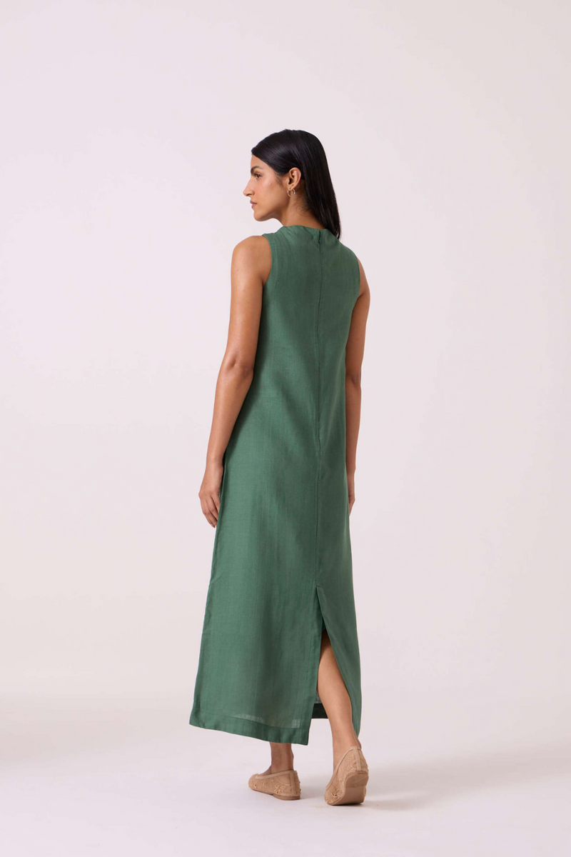 Pierre Green Linen Dress linen by The Summer House for women in Singapore