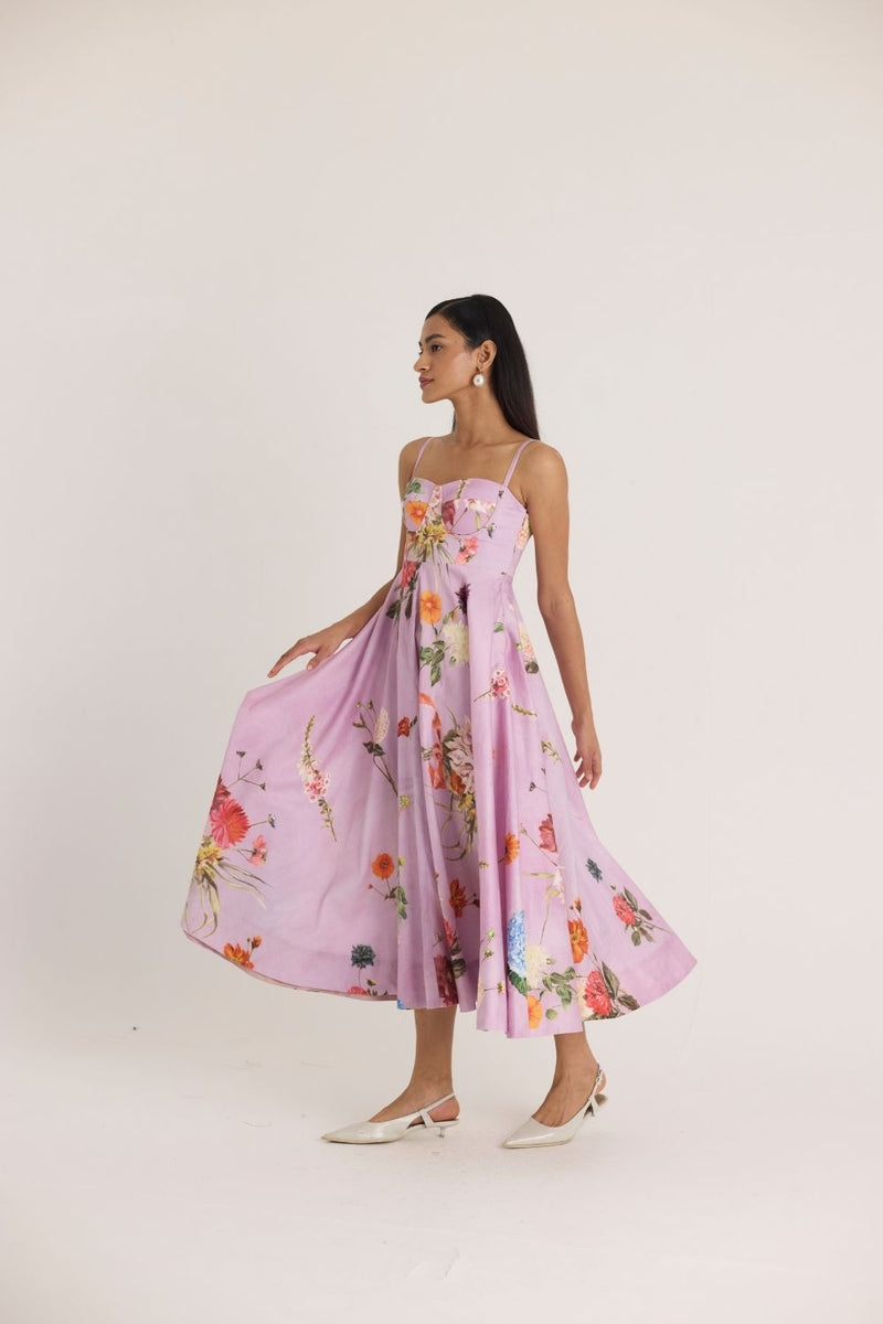 GIGGLE BERRY FLARED BRALETTE DRESS satin by Yam for women in Singapore