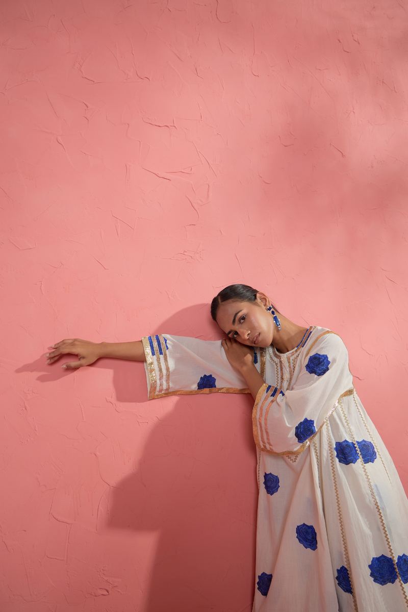 Fi Rose Gota Set cotton cambric light kurta set by AAVIDI in multicolor for women in Singapore