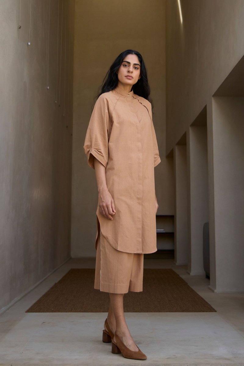 Brabourne Handwoven Brown Co-ord Set cotton by The Summer House in brown color for women in Singapore