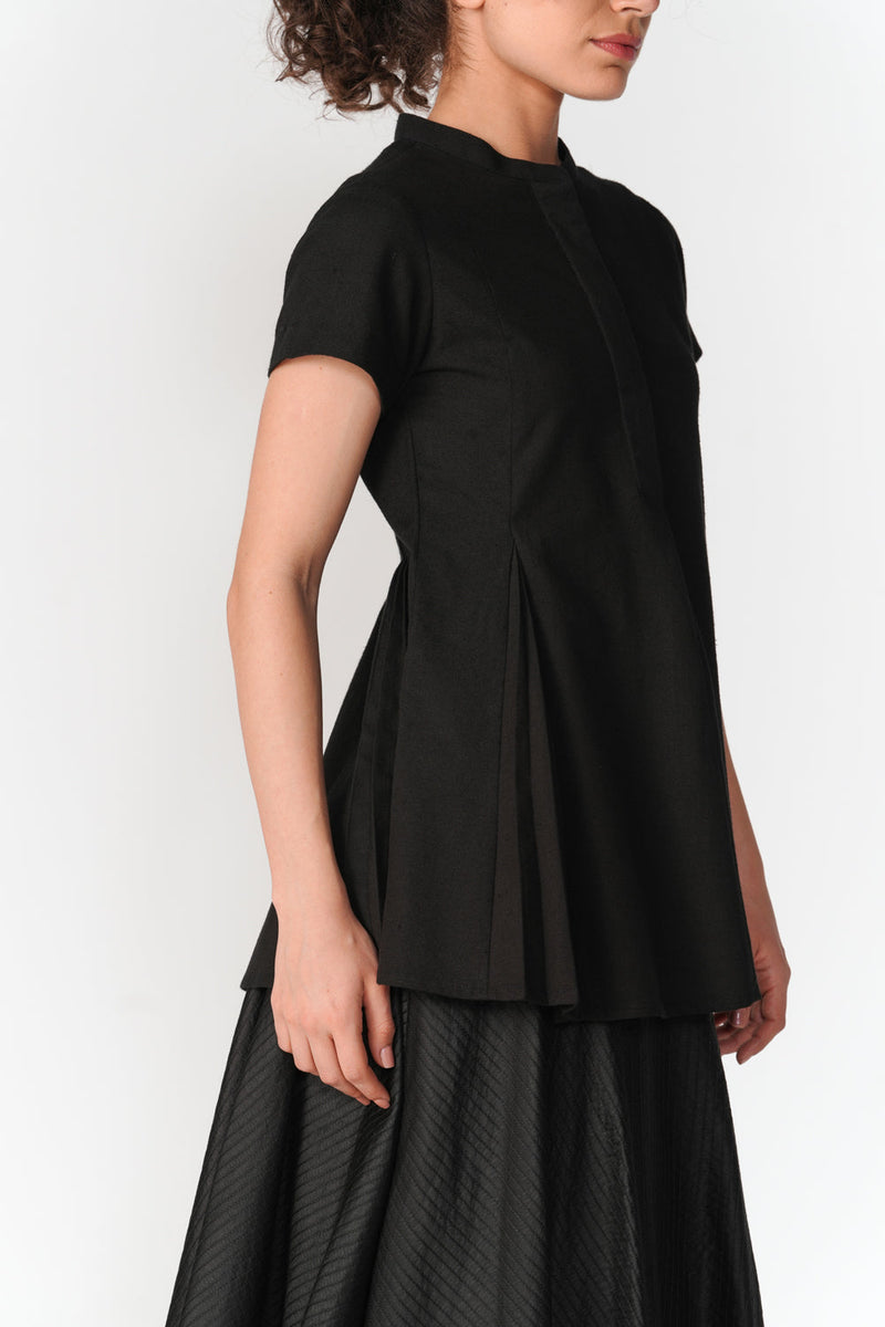 Godet Top top/shirt by Turn Black in black for women in Singapore