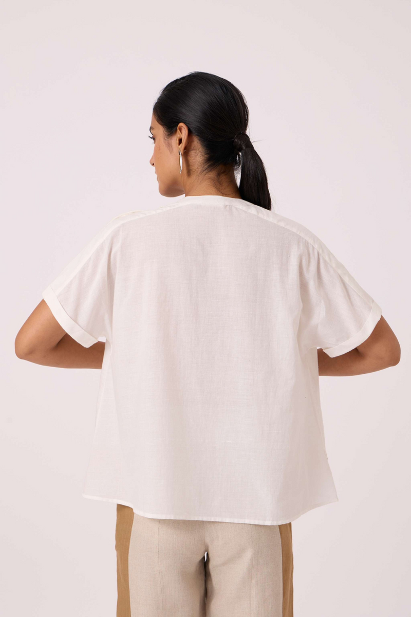 Garcia Handwoven Embroidered Top cotton by The Summer House in white color for women in Singapore