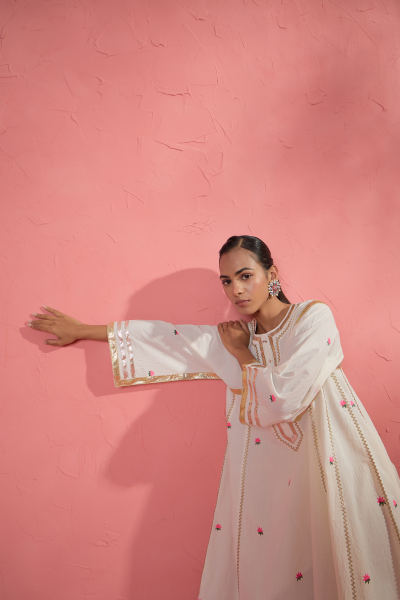 Lotus Blush Set cotton cambric light kurta set by AAVIDI in multicolor for women in Singapore