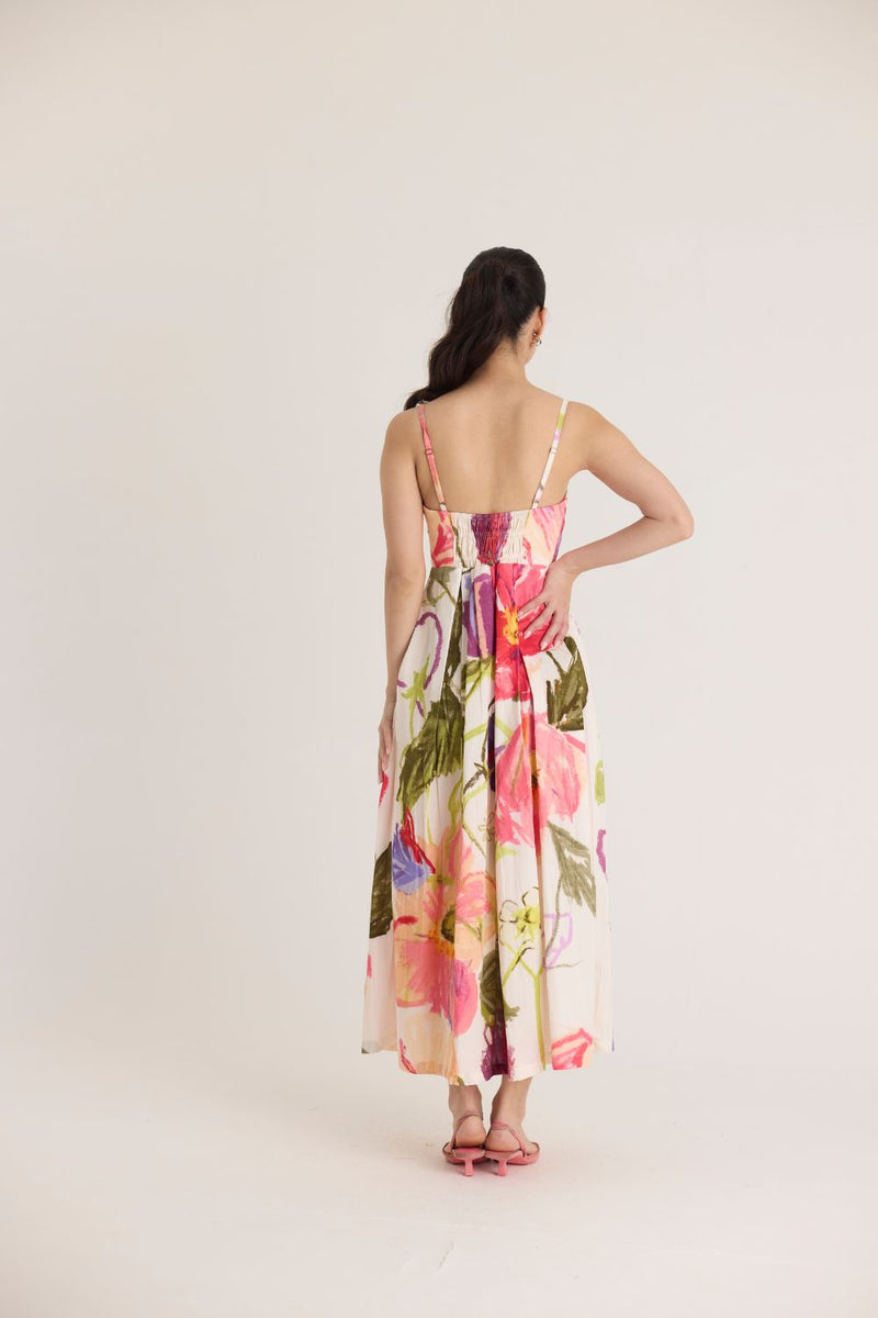 DOLLY WHITE BRALETTE DRESS satin by Yam in multi color for women in Singapore