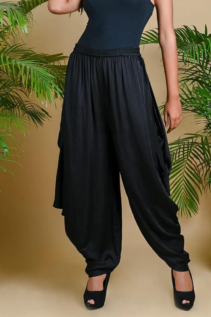 WRAP DHOTI-BLACK silk by Dyelogue in black color for women in Singapore