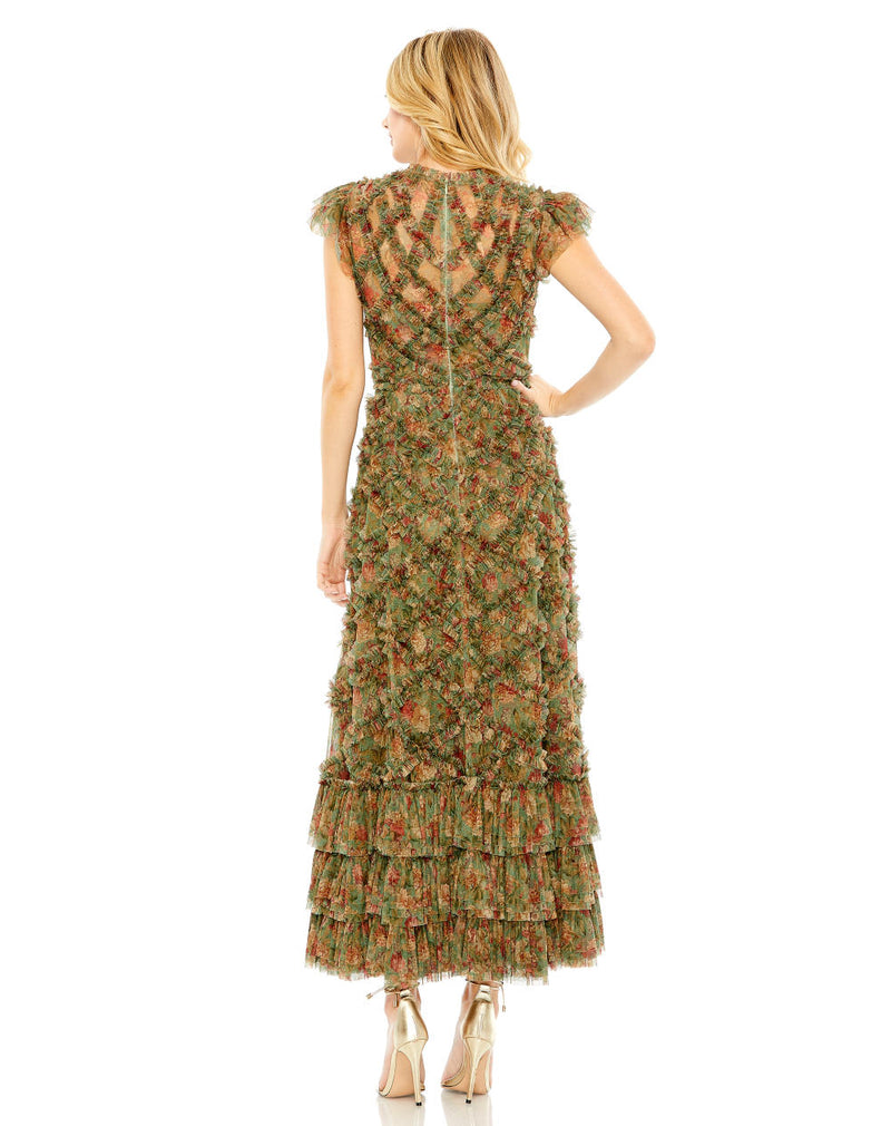 MD-8009 Ankle Length Dress-Green by Mac Duggal in green color for women in Singapore