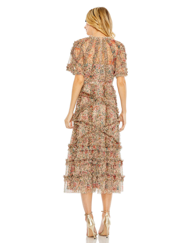 MD-8010 Ankle Length Dress-Beige by Mac Duggal in beige color for women in Singapore