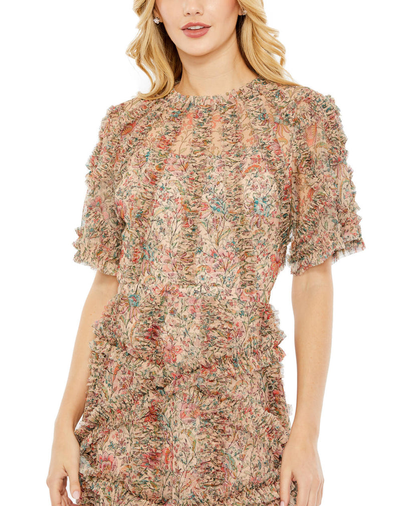 MD-8010 Ankle Length Dress-Beige by Mac Duggal in beige color for women in Singapore