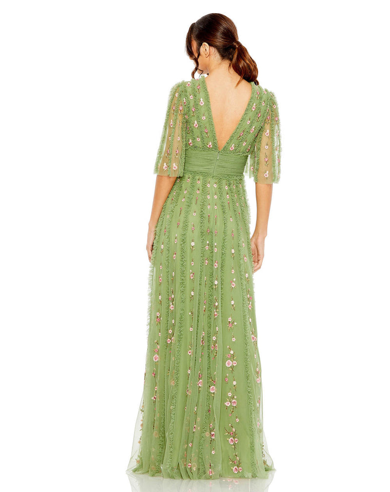 MD-8028 A-Line Dress-Green by Mac Duggal in green color for women in Singapore