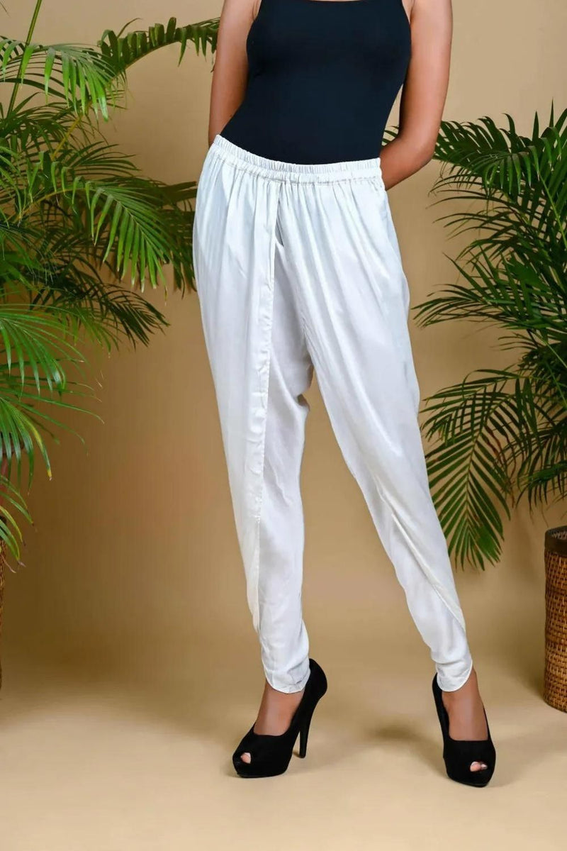 TULIP PANTS-WHITE silk by Dyelogue in white color for women in Singapore