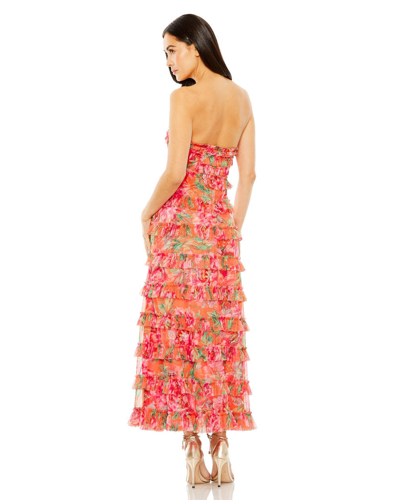 8137-Strapless Micro Ruffle Dress by Mac Duggal in orange color for women in Singapore