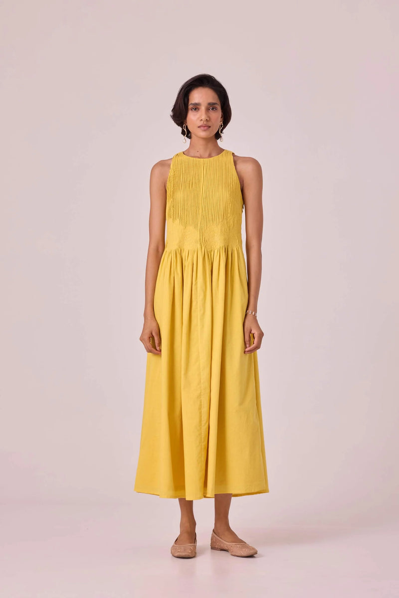 TSHMPOP26-27 Amani yellow embroidered dress-Size XS