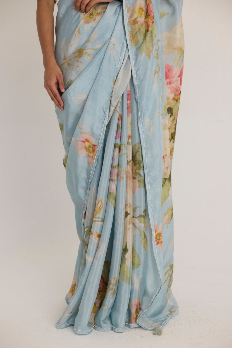TAFFY SILK SAREE silk by Yam in blue color for women in Singapore