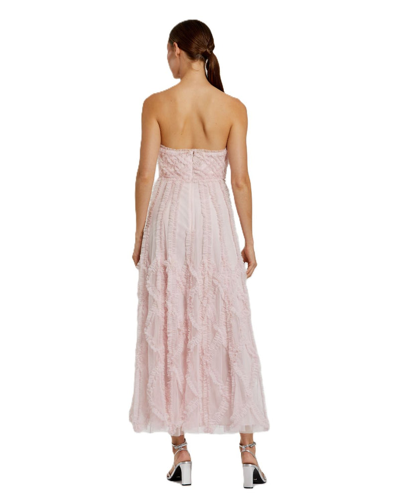 8277 - Pink Floral-printed Long Dress polyester cocktail/party dress by Mac Duggal in pink for women in Singapore