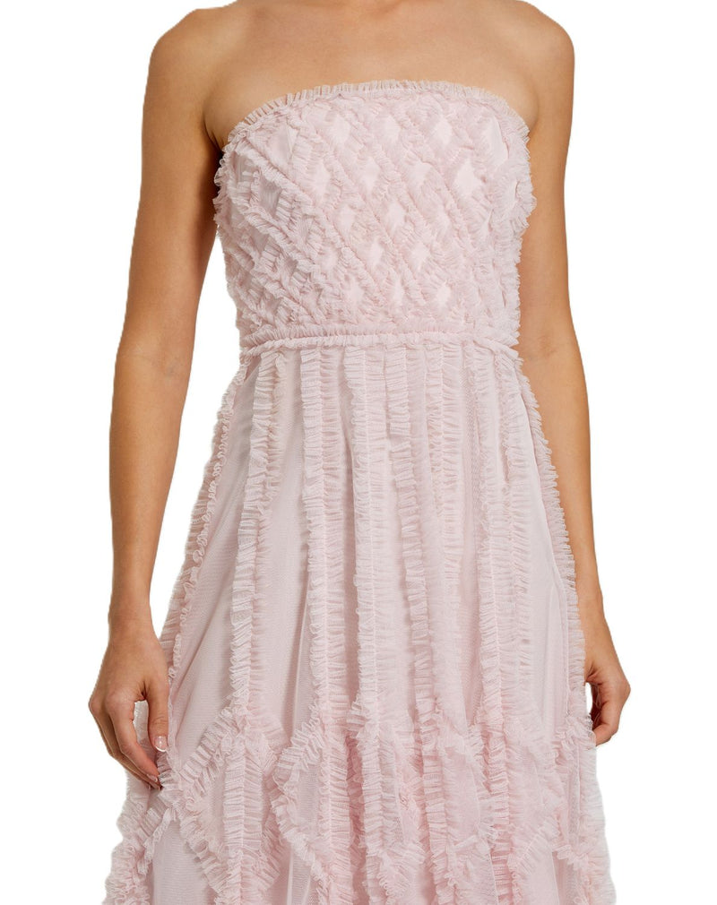 8277 - Pink Floral-printed Long Dress polyester cocktail/party dress by Mac Duggal in pink for women in Singapore