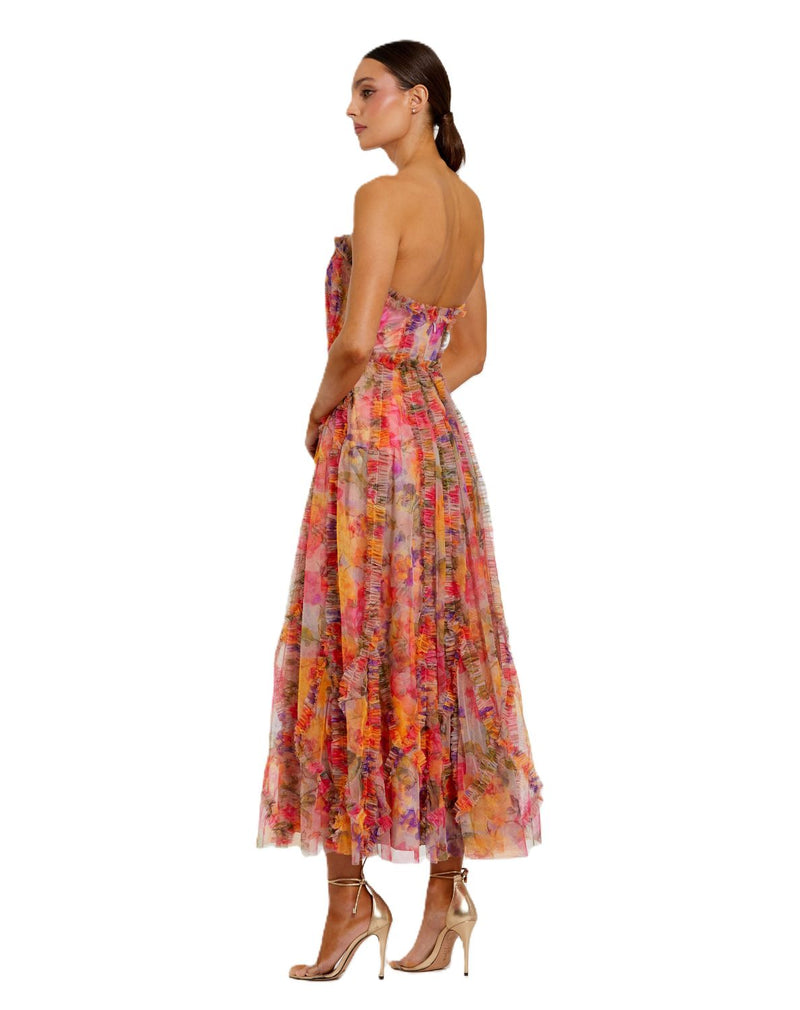 8308 - Multi Strapless Floral Ruffle Dress mul by Mac Duggal in multi color for women in Singapore