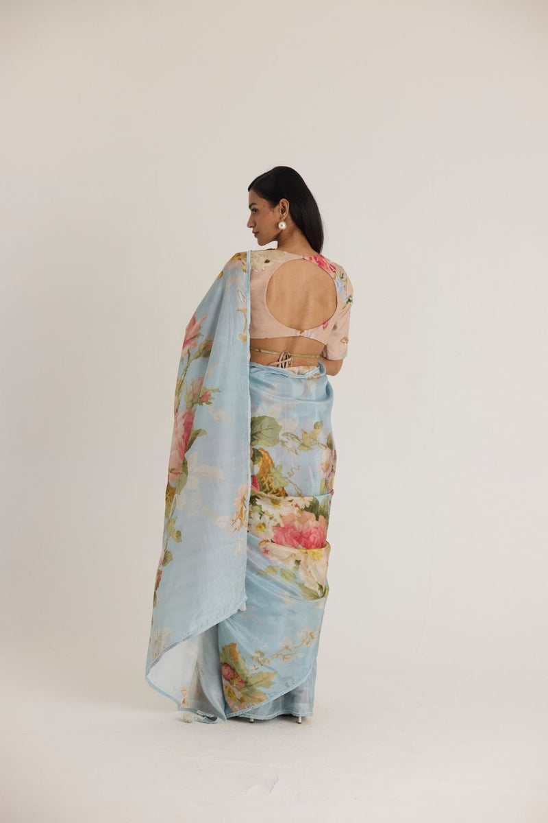 TAFFY SILK SAREE silk by Yam in blue color for women in Singapore