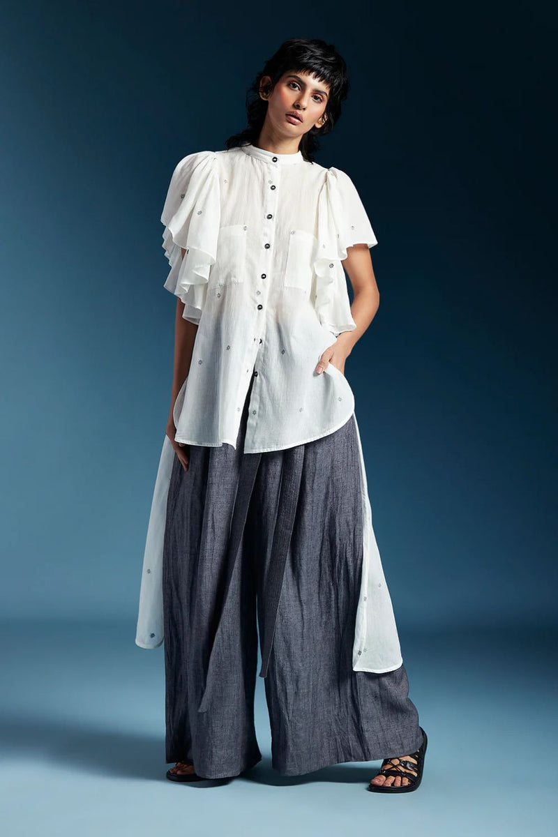 Aliza Shirt-White cotton by Chola in white color for women in Singapore
