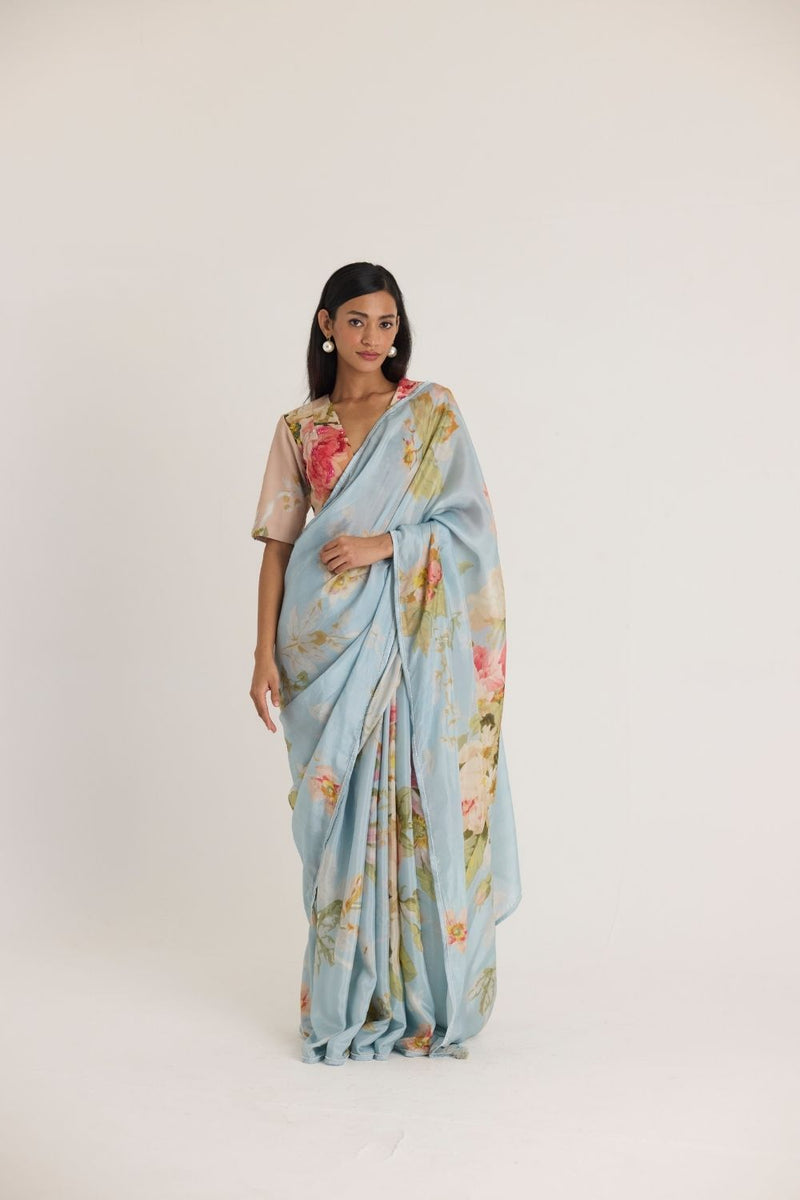 TAFFY SILK SAREE silk by Yam in blue color for women in Singapore