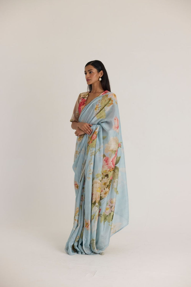 TAFFY SILK SAREE silk by Yam in blue color for women in Singapore