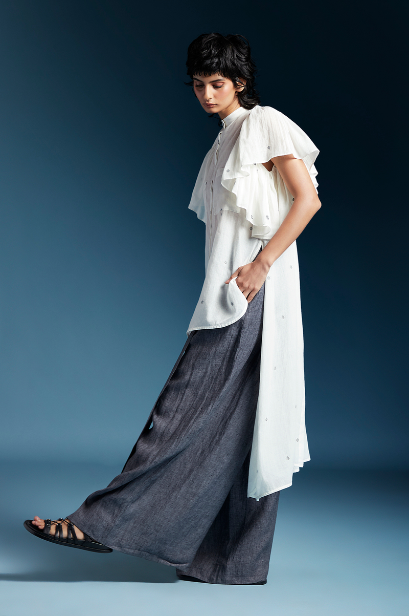 Aliza Shirt-White cotton by Chola in white color for women in Singapore