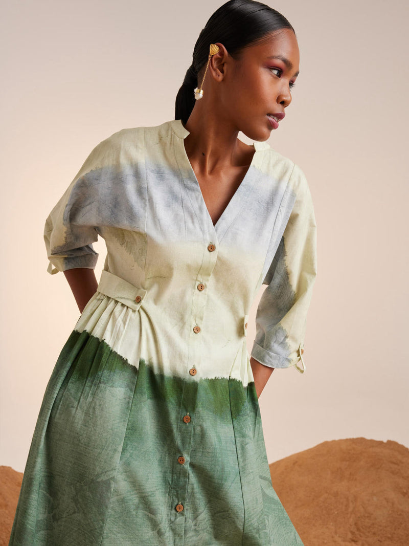Button Down Dress-Earth cotton Dress by CORD for women in Singapore