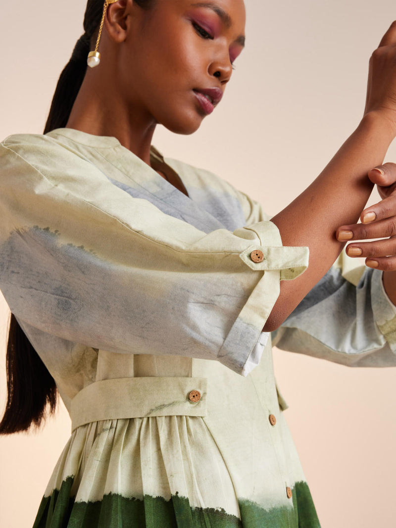 Button Down Dress-Earth cotton Dress by CORD for women in Singapore