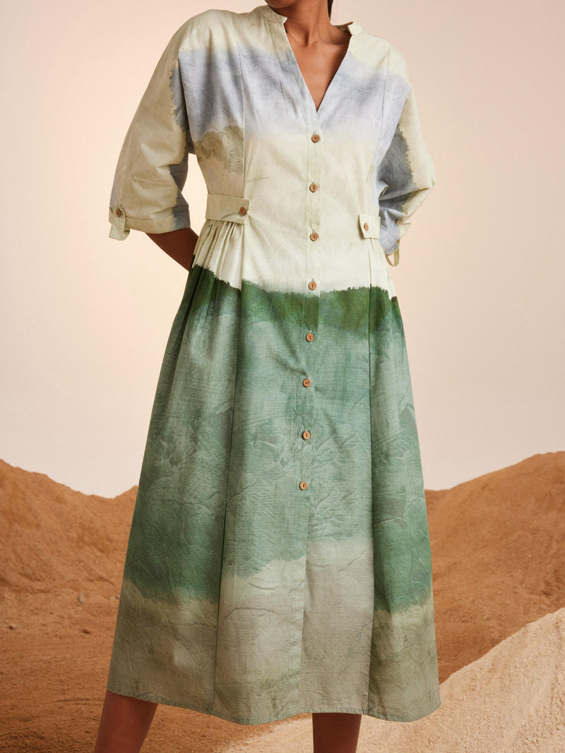 Button Down Dress-Earth cotton Dress by CORD for women in Singapore