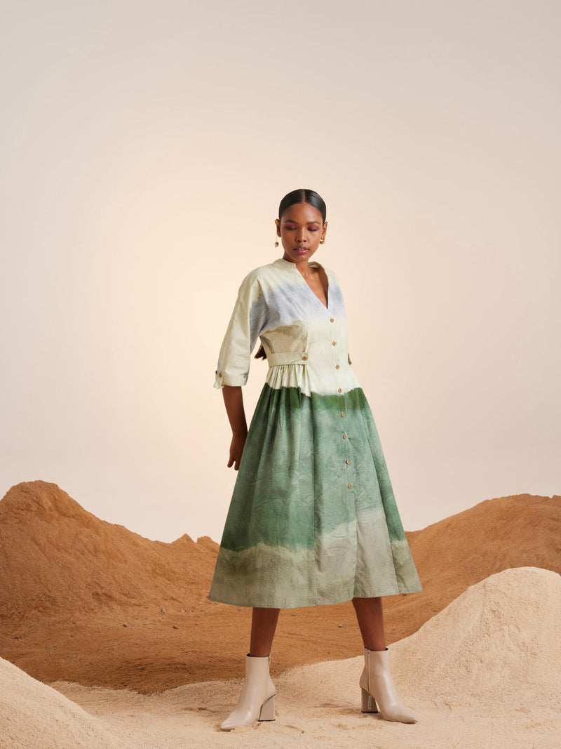 Button Down Dress-Earth cotton Dress by CORD for women in Singapore