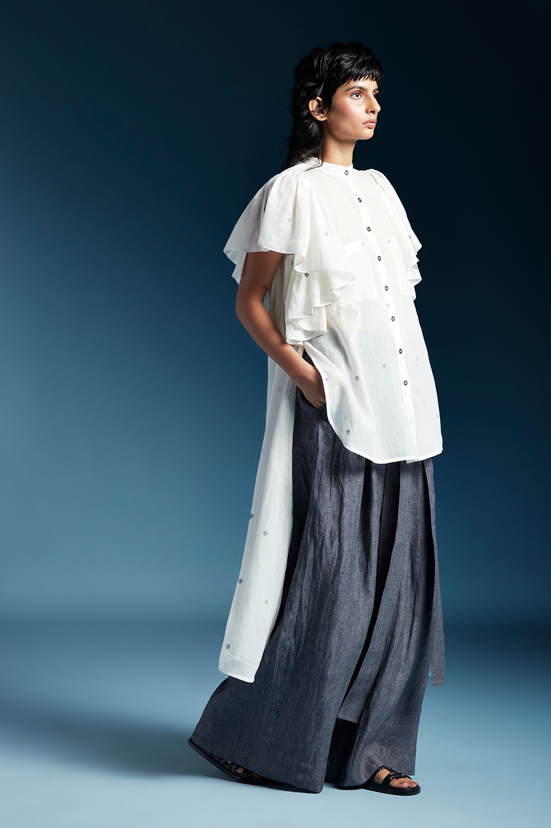 Aliza Shirt-White cotton by Chola in white color for women in Singapore