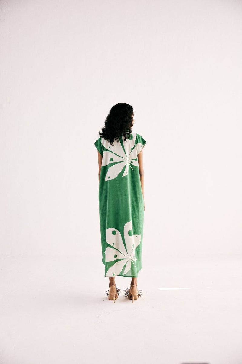 MAPLE LEAF SHIRT DRESS cotton by Khara Kapas in green for women in Singapore