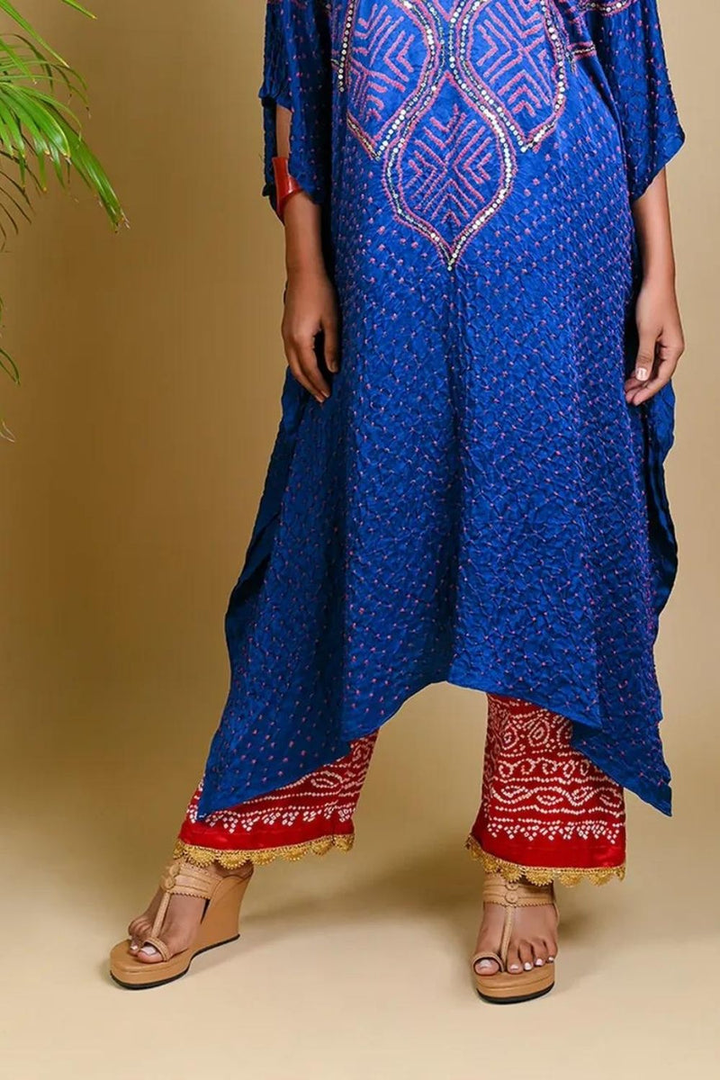 BANDHANI PANTS-RED silk by Dyelogue in red color for women in Singapore