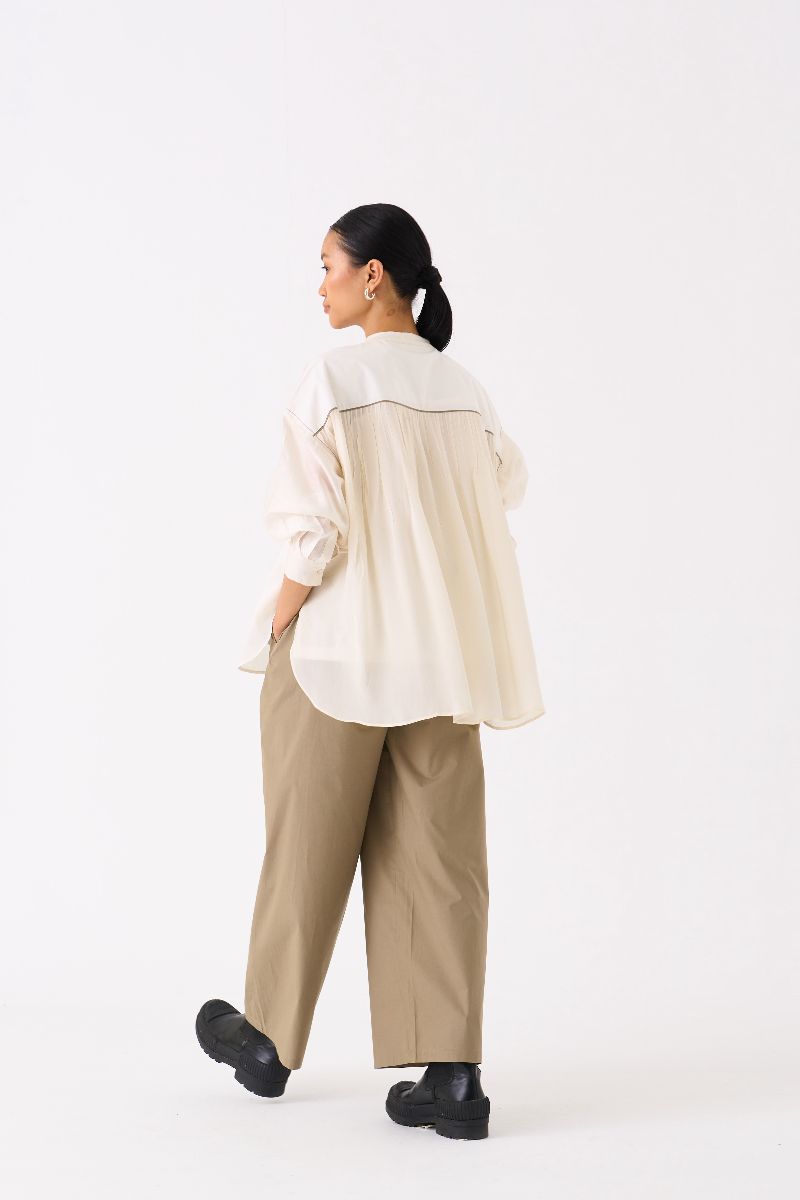 BAT SLEEVE TOP 
- IVORY chanderi by THREE in ivory color for women in Singapore