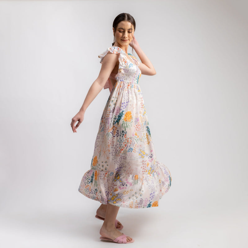 LILY PRINTED DRESS mul by Doodlage in multi color for women in Singapore