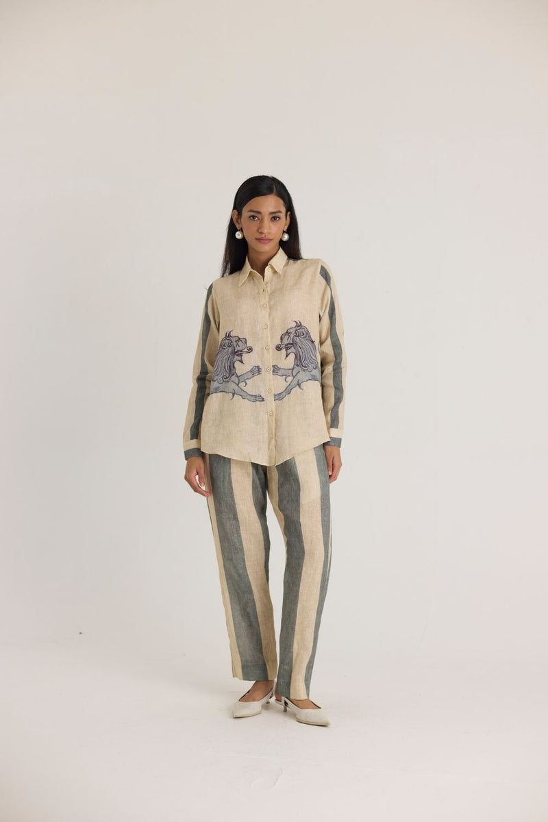 PAWS LINEN CO-ORD SET linen by Yam in white color for women in Singapore