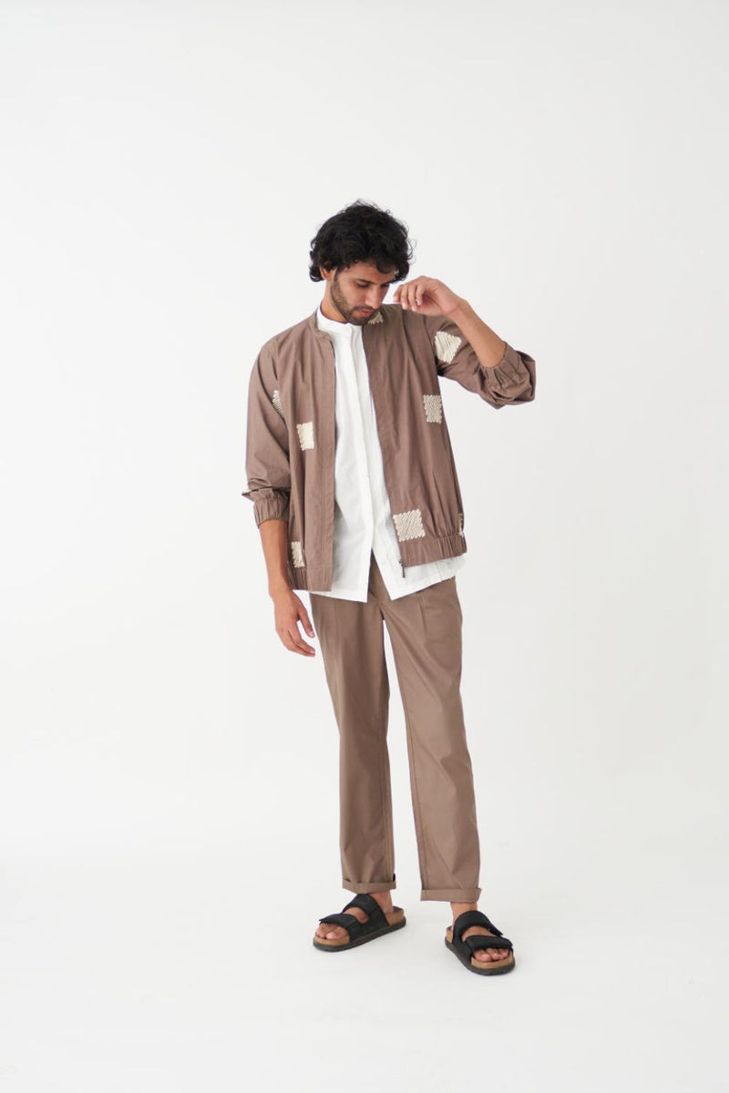EMB. BOMBER JACKET - CEDAR poplin by THREE Men for men in Singapore